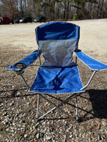 Blue Mesh Folding Camping Chair with Cup Holder