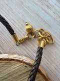 Bronzed Pendant Brown Braided Choker