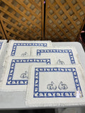 Bunny Blue/White Table Runner and (4) Placemats