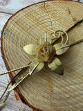 Gold Tone Vintage Flower Slider Necklace