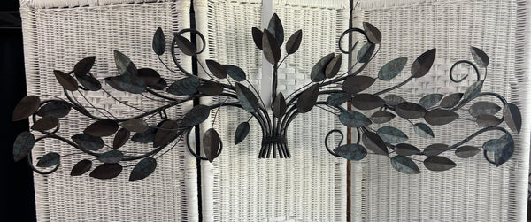 Bronzed & Dusty Blue Metal Scroll Tree Wall Art