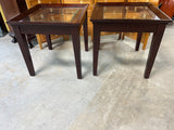 Wood/Glass Pair of End Tables