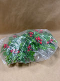 Pair Of Mini Plastic Holly Christmas Wreaths