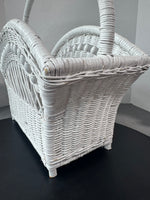White Wicker Vintage Divided Magazine Basket