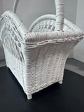 White Wicker Vintage Divided Magazine Basket