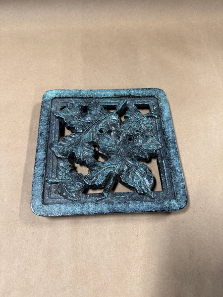 Distressed Blue Leaf Trivet