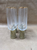 Set Of 4 Christian Siriano Style Gold Rim With Rhinestone Strip Champagne Flutes