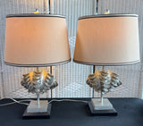 Pair of Silver Resin Clam Shell Table Lamps (WORKS)