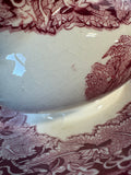 (GG) Mason’s England Vista Pink China Round Gravy Boat with Attached Saucer