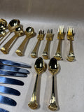 Gold Tone Supreme By Towel Flatware Set - 45 Pieces