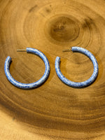 Large Blue/White Hoop Earrings