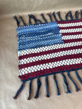 American Flag Braided Mat With Fringe