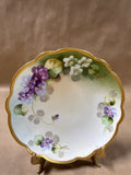 (B) Purple Floral Gold Trim Limoges Saucer Plate