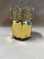 (B) Heavy Ornate Footed Brass Planter