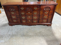 Cherry Tone Triple Dresser with Mirror, unbranded