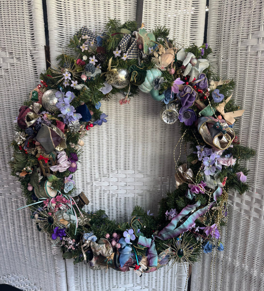 Bohemian Overloaded Vintage Style Faux Fir Wreath