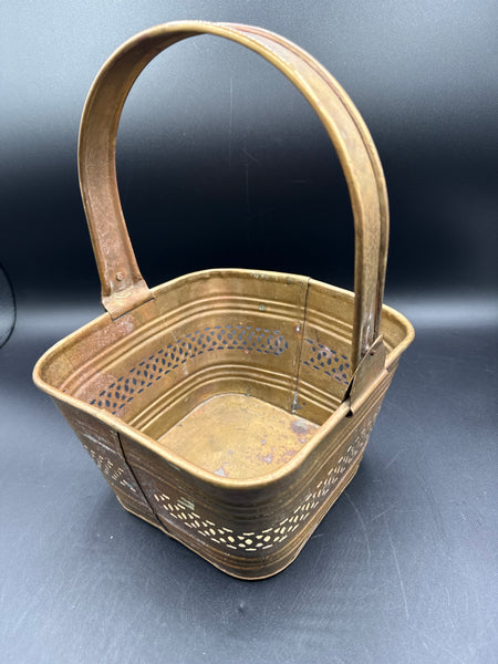 (B) Brass Basket With Curved Handle