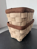 Pair of Sturdy Tan Canvas Woven Storage Baskets