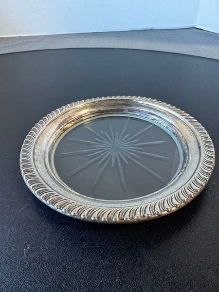 Glass & Sterling Silver Coaster