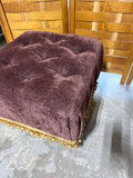 Plum Purple Velvet Tufted Foot Stool With Golden Fringe
