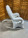 White Wicker Rocking Chair, NO CUSHIONS/SITS LOW