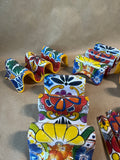 Set of 4 Prepara Colorful Floral Talavera Melanine Reversible Taco Holders With Matching Spoons