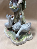 Italian Capodimonte Woman Feeding Geese