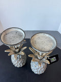 Pair of Napa Home & Garden Cast Iron Pineapple Pillar Candle Holders