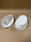Large Milk Glass Hen On Lace Nest