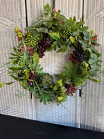 Large Faux Greenery Wreath with Succulents & Grapes