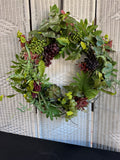 Large Faux Greenery Wreath with Succulents & Grapes