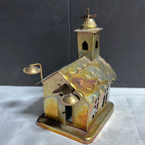 Vintage Berkeley Designs Copper Metal Church Music Box, Plays "Amazing Grace"