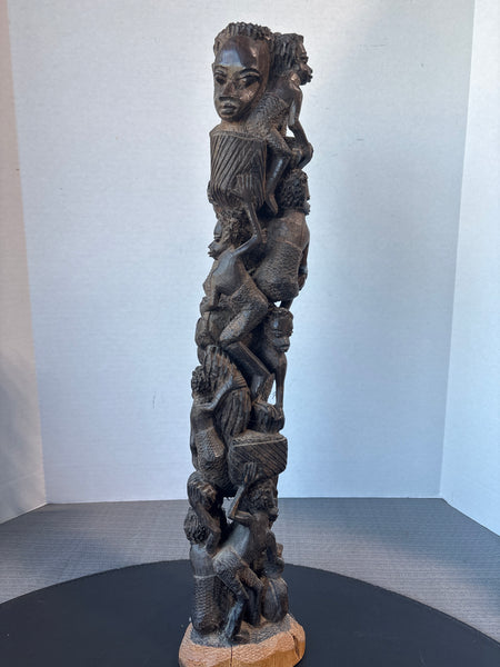 Carved Ebony Wood African Tree of Life Sculpture