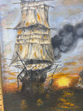 Moody Original Painting of Ships at Sea; Signed C.J.