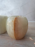 Pair of Natural Onyx Marble Vintage Tea Light Holders