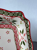 Temptations Old World Christmas Winter Scene Platter with Sled Metal Stand