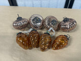 Brown Tone Glass Ornament Lot, 8 pc