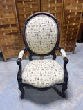 Antique Chair with Oval Back and Carved Arms **Sits Low**