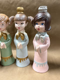 Set Of 4 Hand Painted Choir Figurine Candle Holders
