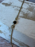 Long Gold Tone Chain Necklace with with Filigree & Solid Spheres