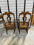 Pair of Ladder Back Arm Chairs with Cane Seats