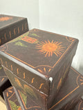 Canvas Primitive Style Rooster And House Nesting Boxes - Bobs Boxes - 7 Boxes