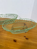 Green Wired Oval Baskets With Handles