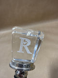 Square Glass Crystal Wine Bottle Stopper - Monogram Initial R