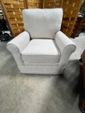 Linen Color Toner Upholstered Swivel Chair; Sits Firm