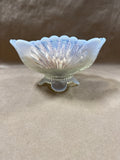 Mosser Opalescent White Glass Berry Sering Bowl Shell Pattern With Shells