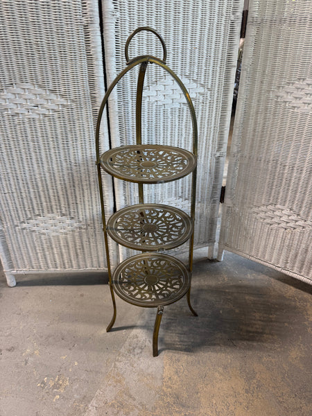 Art Nouveau Brass 3-Tier Cake Stand