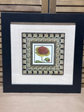 Flower Print with Border with Black/Ivory Border
