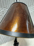 Oiled Bronze Tone Metal Lamp with Amber Colored Shade (WORKS)