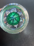 Blue Floral Art Glass Paperweight